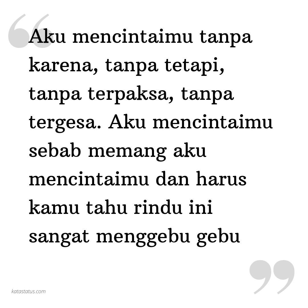 Kata Status Rindu: Aku mencintaimu tanpa karena, tanpa tetapi 