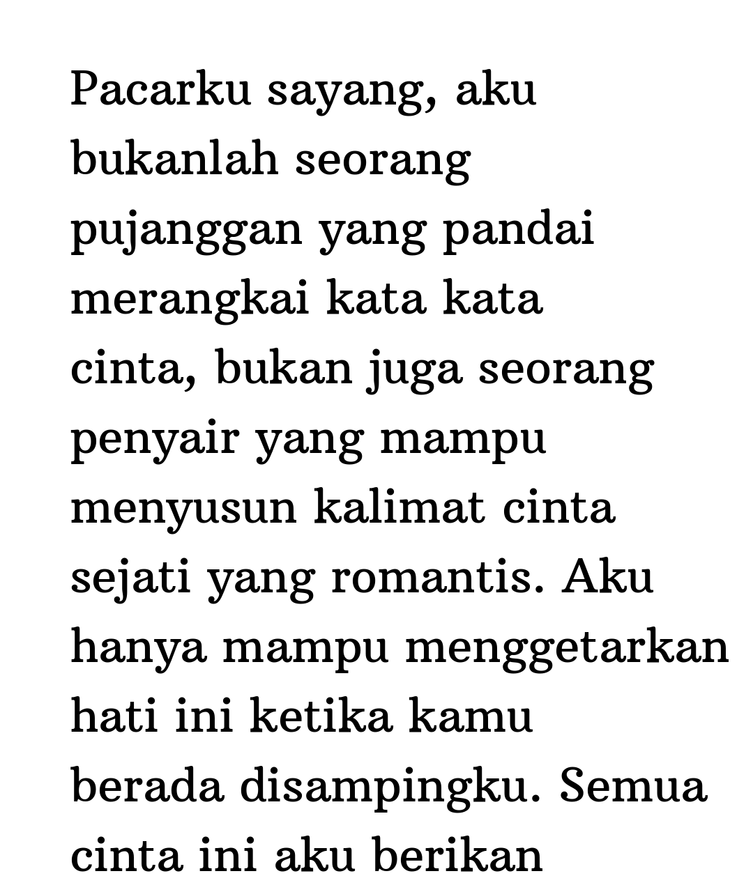 Kata Status Cinta Romantis Pacarku Sayang